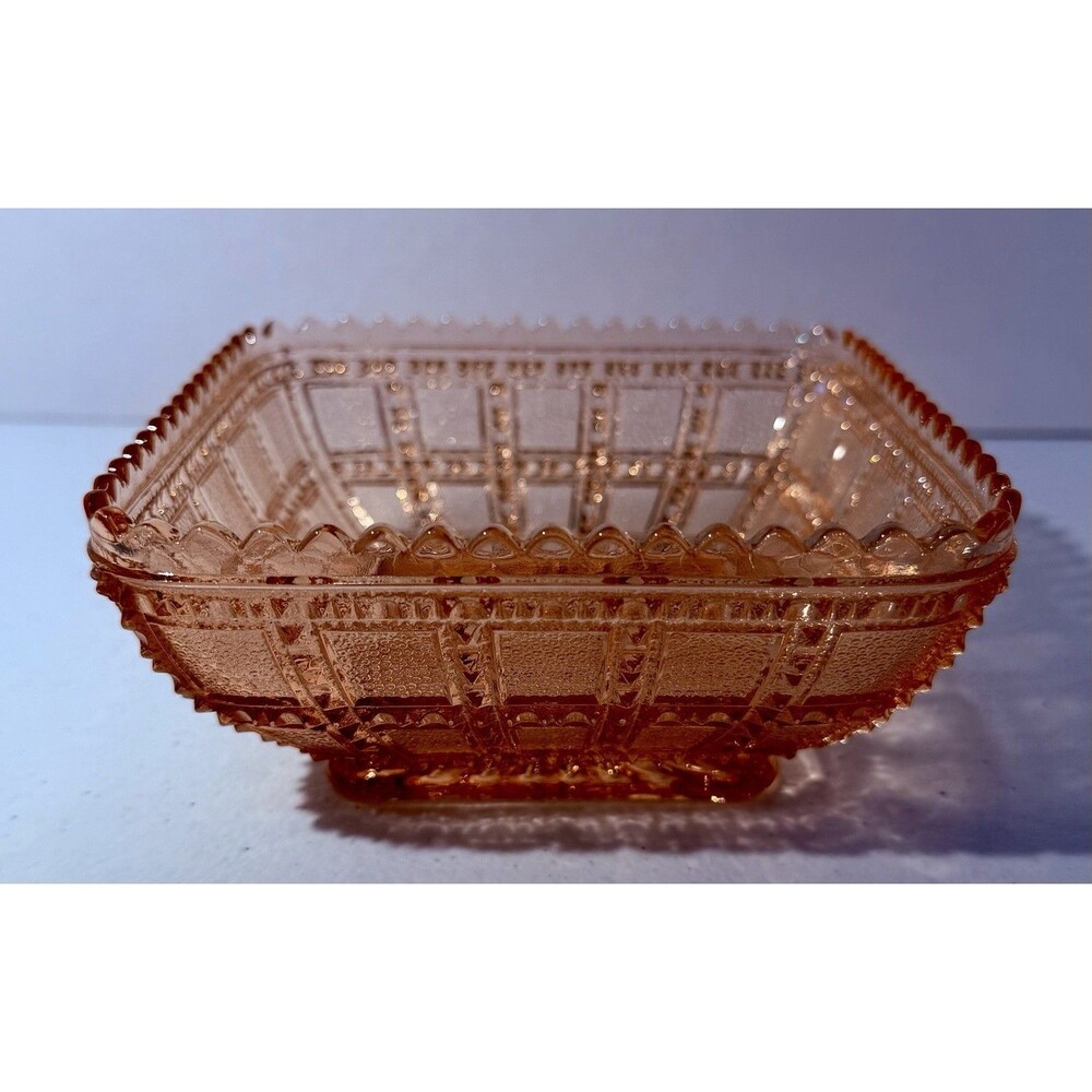 Imperial Glass Beaded Block Berry Bowl Pink Depression - Excellent Condition!